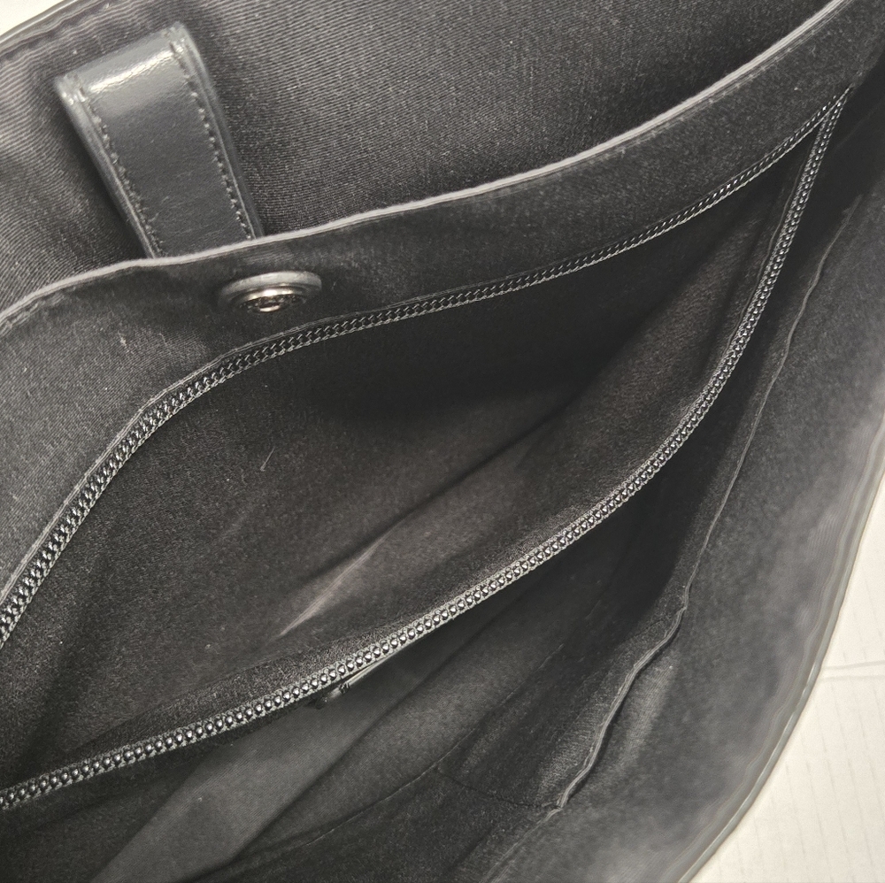 COACH Houston Map Bag Messenger Front Flap Black Pebbled‎ Leather Crossbody Bag - Picture 9 of 14